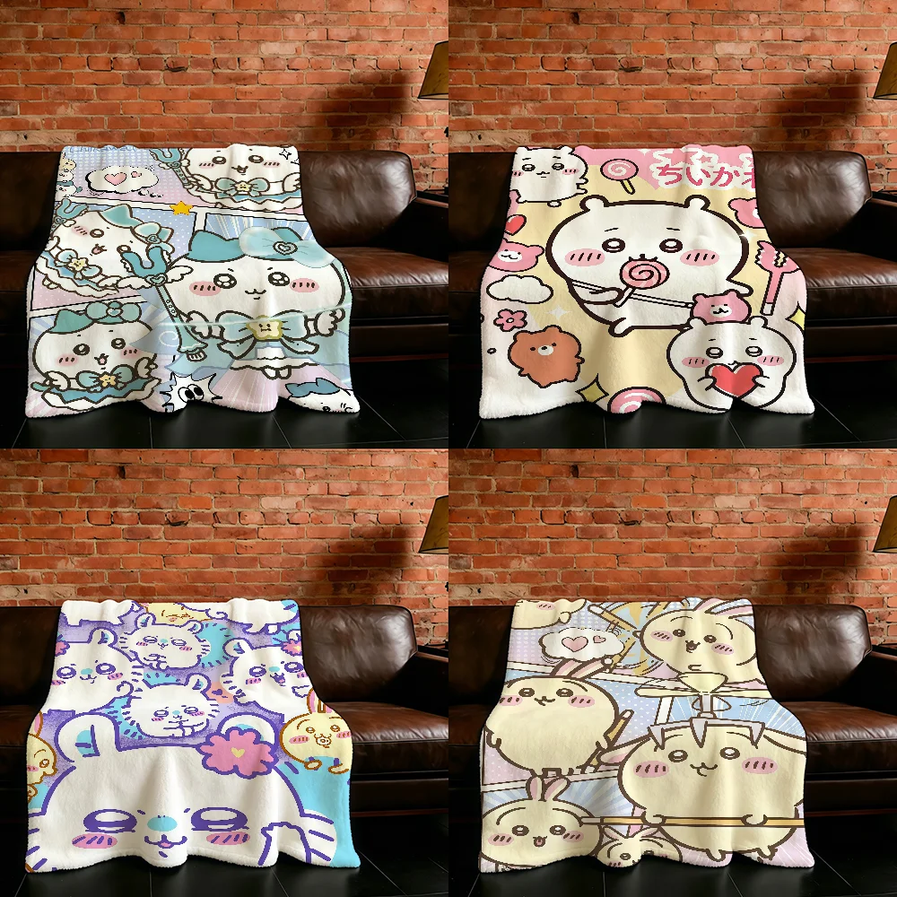 Anime Cute C-Chiikawa-ES Blanket Flannel Warm Soft Throw Blanket For Room Sofa Childish Birthday Gifts