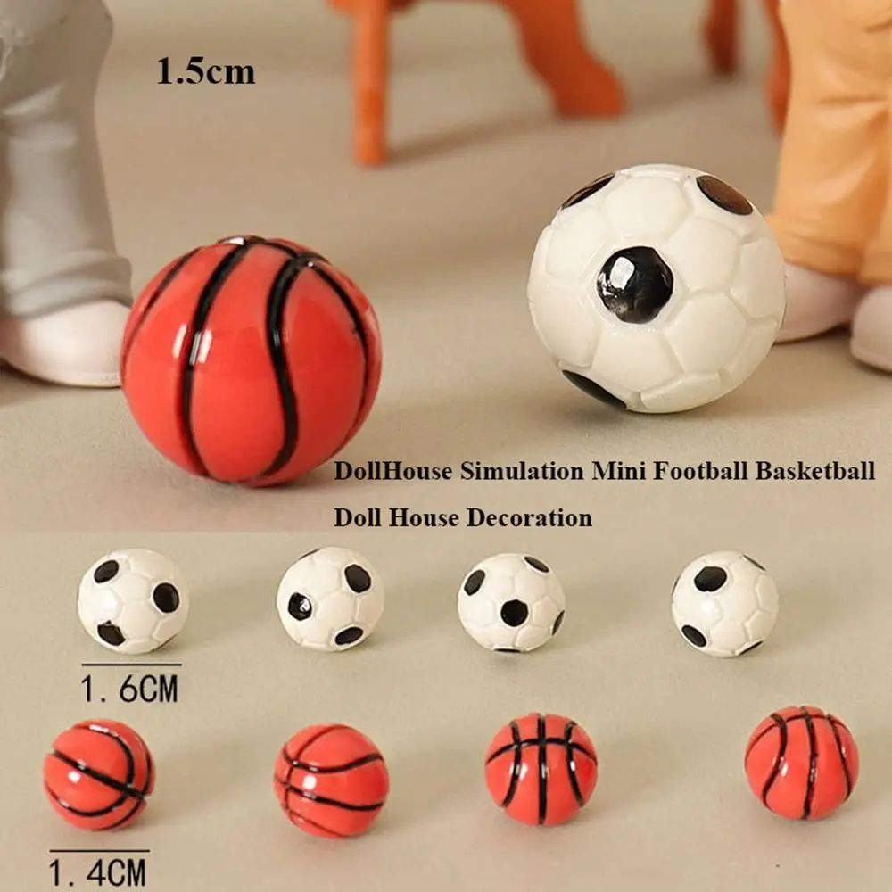 Handmade DollHouse Simulation Basketball 1.5cm 2 Styles Doll House Decoration Mini Football Miniature Dollhouse Decorations