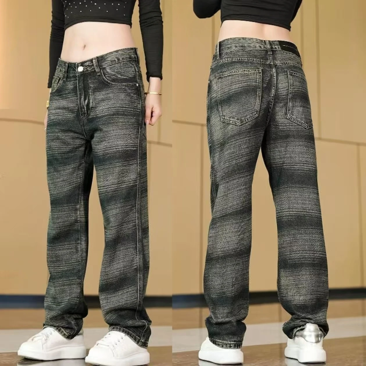 

Удобные мужские джинсы прямого кроя, повседневные, свободные, со средней посадкой, из хлопка, для осени и зимы, городской стиль