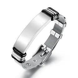 Pulseira Net personalizada para homens, pulseira de aço inoxidável, nome do texto personalizado gravar logotipo, amizade jóias