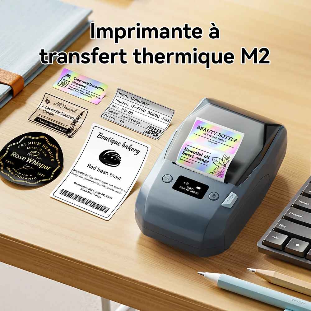 Niimbot M2 imprimante d'étiquettes à transfert thermique Portable multi-fonction autocollant étiqueteuse Machine pour vêtements de bureau étiquette câ
