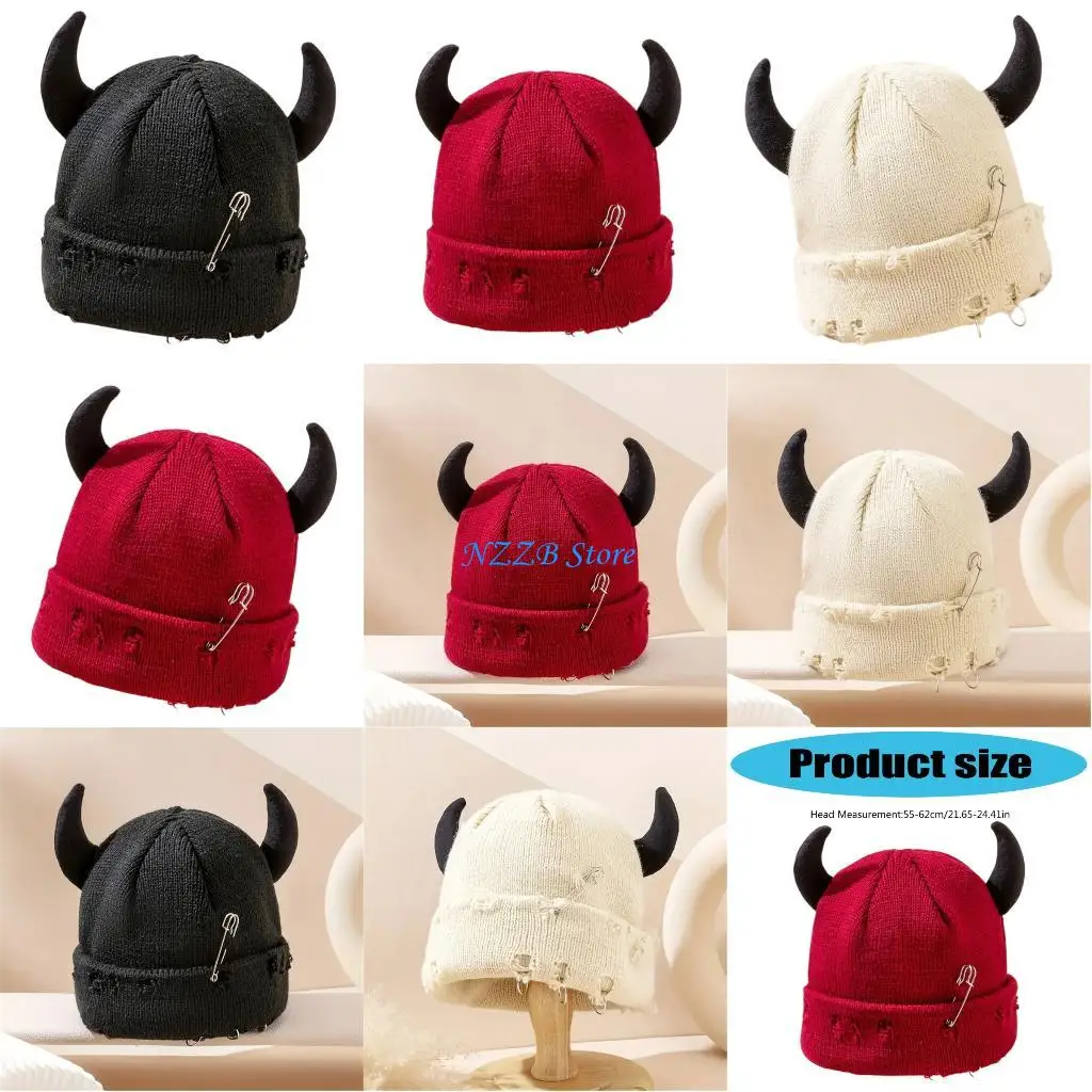 

T21F Elegant Ribbed Weave Hat With Metal Pin Detailing Revertible Warm Ear Swing Plan For City Fashion