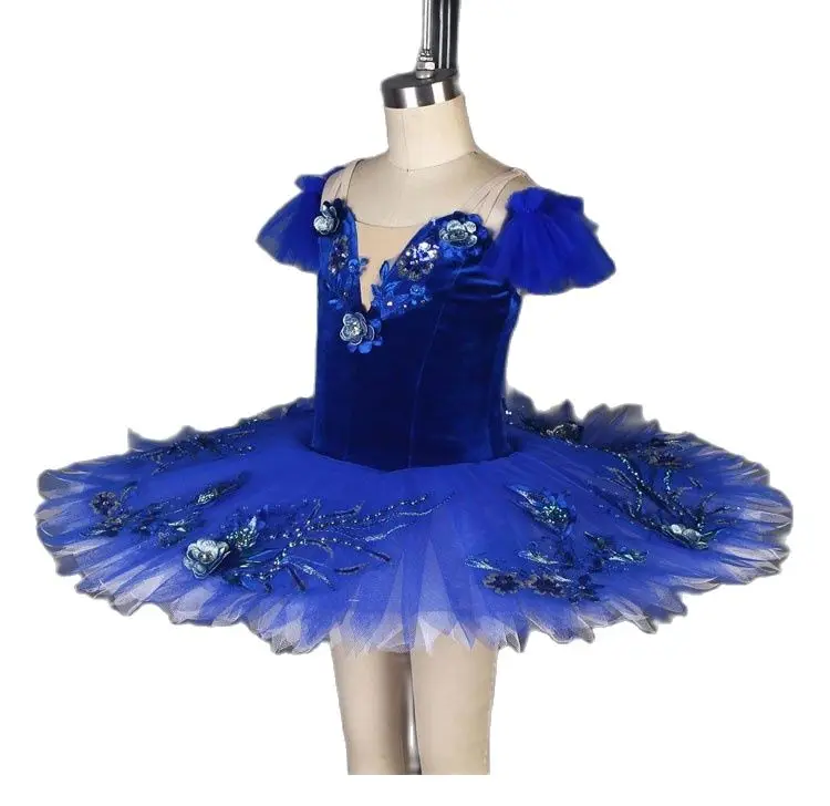 Saia de balé tutu para adultos e crianças, classificação competição, traje performance, azul, crianças, competição