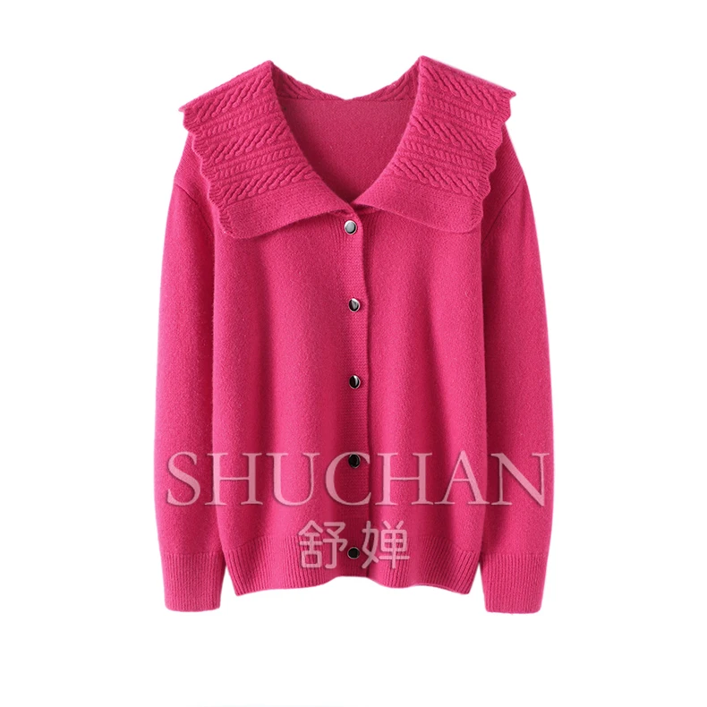 

Sweet 100% Cashmere Sweater Women New Thick Warm Knit Clothing Winter Women Cardigan Loose Fit Knitted Cardigan