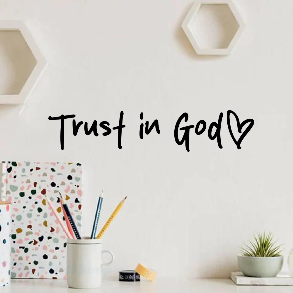Trust in God Heart Wall Sticker Faith Bible Verse Christian Church Wall Decal Bedroom Living Room Home Wall Decor
