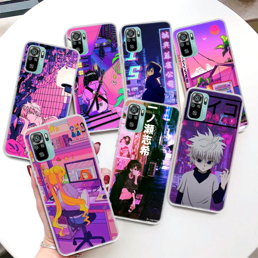 Vaporwave Glitch Anime Coque Phone Case For Xiaomi Redmi Note 13 12S 12 11S 11T 11E Pro Plus 11 10 10S 9 9S 8 8T 5G Cover Note 1