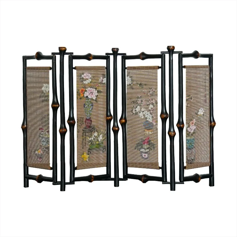 Gongzhu double-sided table screen, tea space tea table small screen ornament, desktop Chinese retro bamboo screen tea