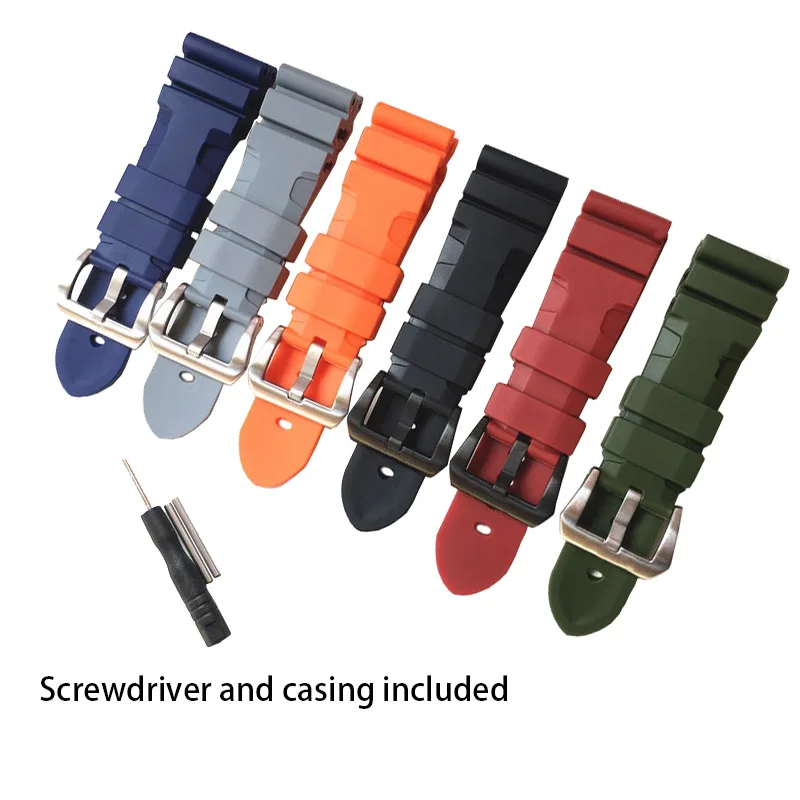 24mm/26mm Top Quality Nature Silicone Rubber StrapFit For Panerai PA111 441 386 Lightning model Strap Waterproof Watchband