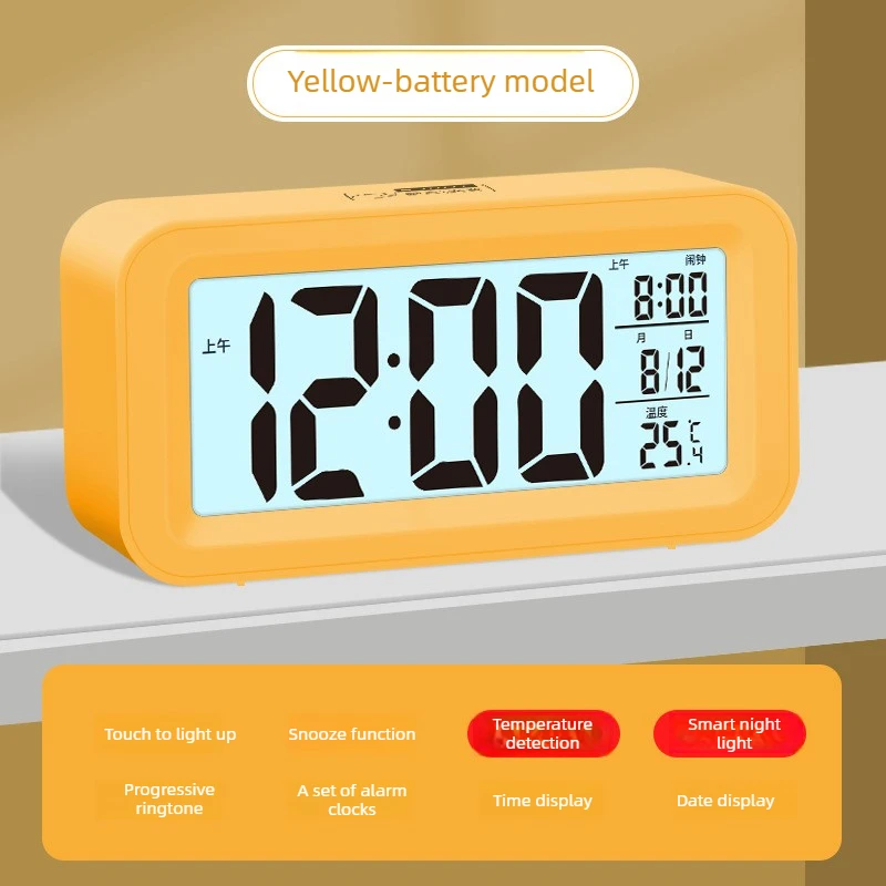 1 قطعة منبه رقمي بإضاءة خلفية متعددة الوظائف، ساعة تقويم وقت البيانات، غرفة النوم، سطح المكتب، غفوة، الساعات الإلكترونية، ديكور #4