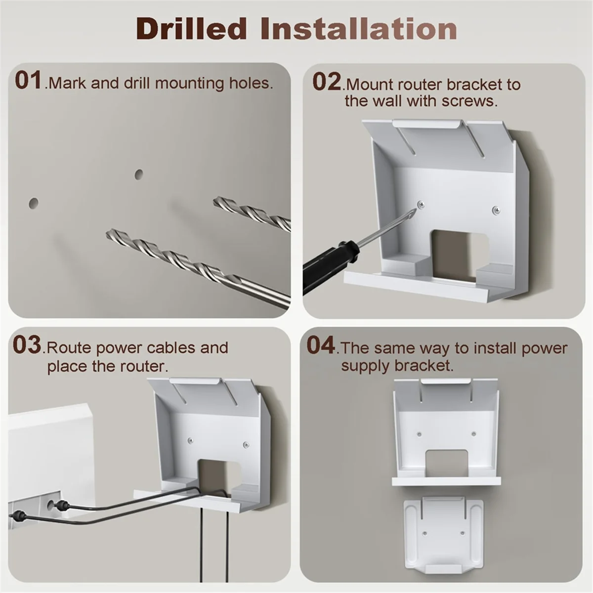 Mount Bracket for Gen3/V3 Router Power and Power Supply Adhesive-Backed Wall Mount Holder Kit for Easy Storage