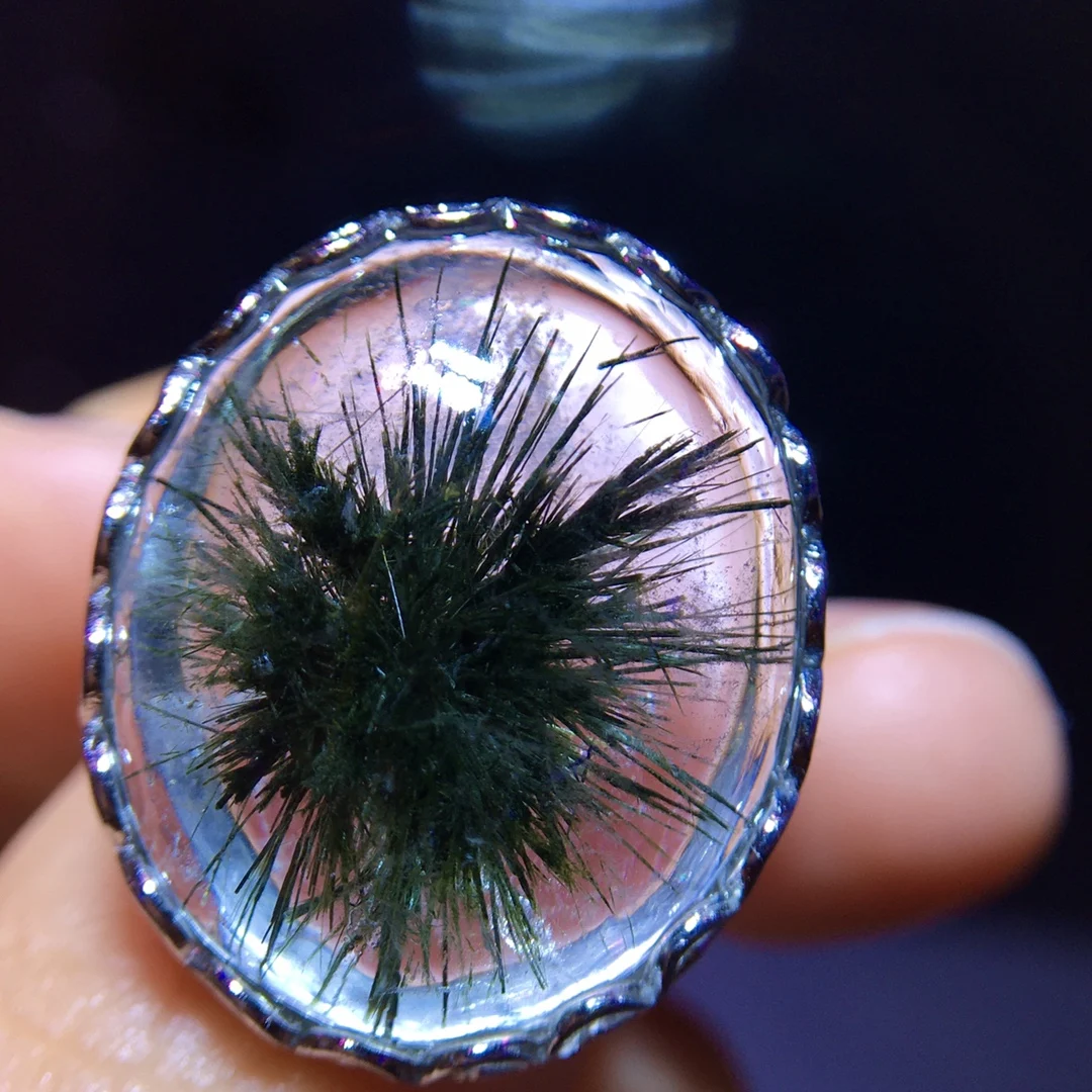 

Регулируемое кольцо из натурального зеленого рутилированного кварца с цветком для женщин, серебро 925 пробы, 22/17,5 мм, рутиловые бусины AAAAAA