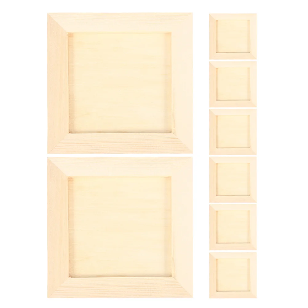 

8Pcs Clay Wooden Picture Frames DIY Unfinished Photo Frames Craft Kits for Painting 's Artwork Display