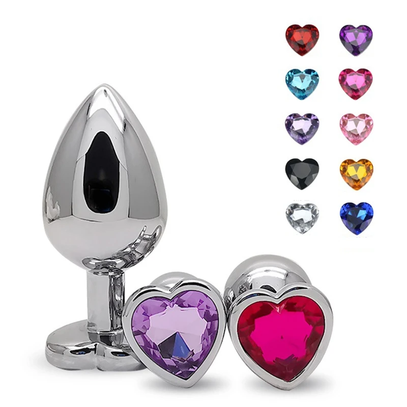 Anal Plug Stainless Steel Heart Crystal Anal Plug Removable Butt Plug Stimulator Anal Sex Toys Prostate Massager Dildo