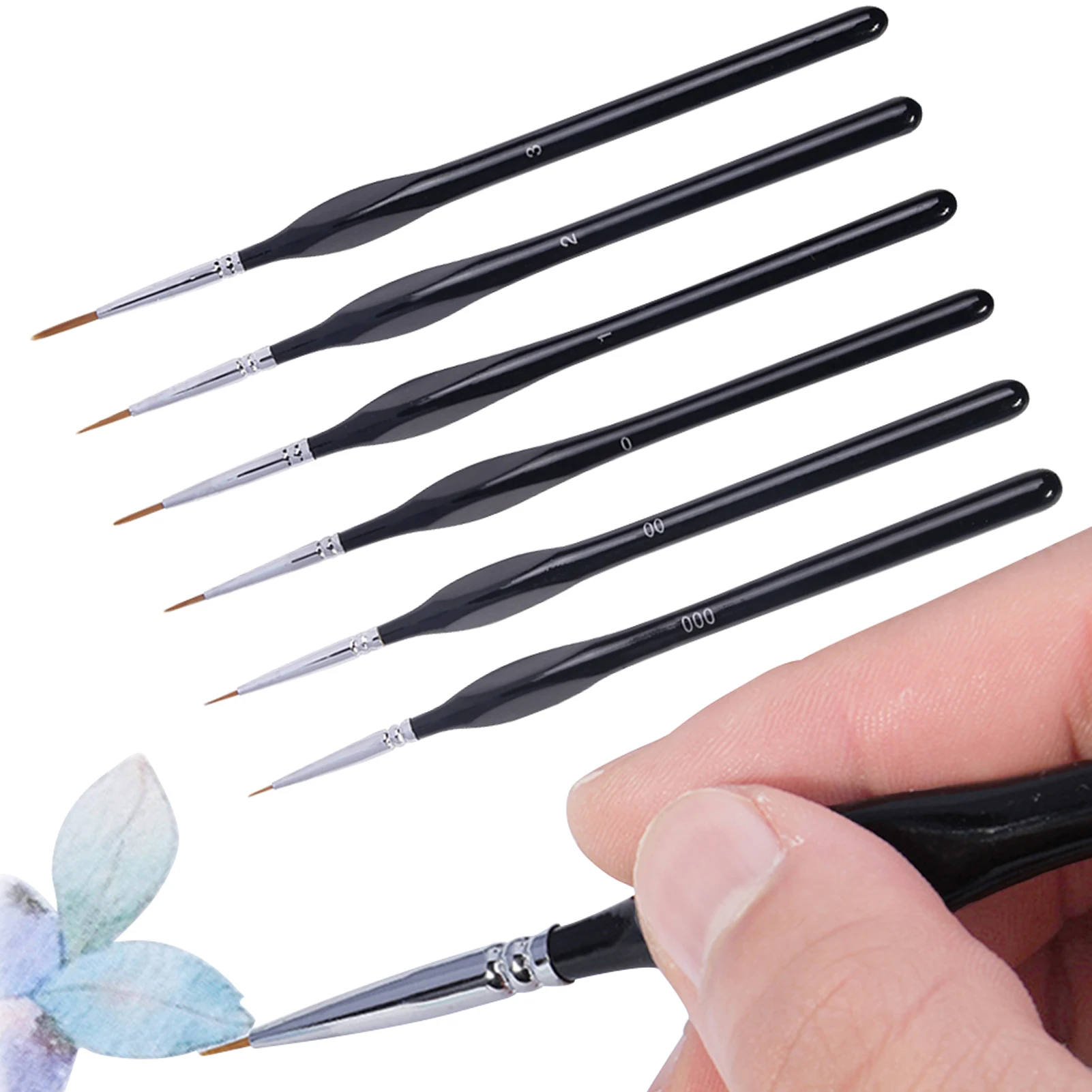 Rust Proof Detailing Escova, Suprimentos Estudante, Precise Nail, Line Art, Guache, Oil Modeling Figurine, conveniente para pintura, 6pcs