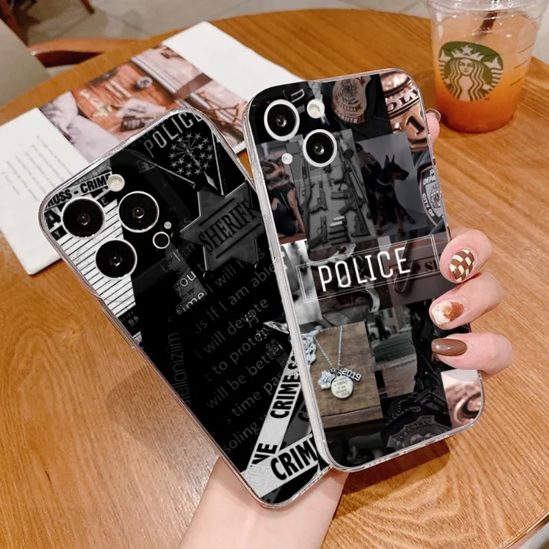 FOR IPhone Pro Max Police Symbol Phone Case FOR IPhone 14 13 12 11 Pro Plus X 13 Pro MAX XR XS MINI Se 2020 Transparent Covers