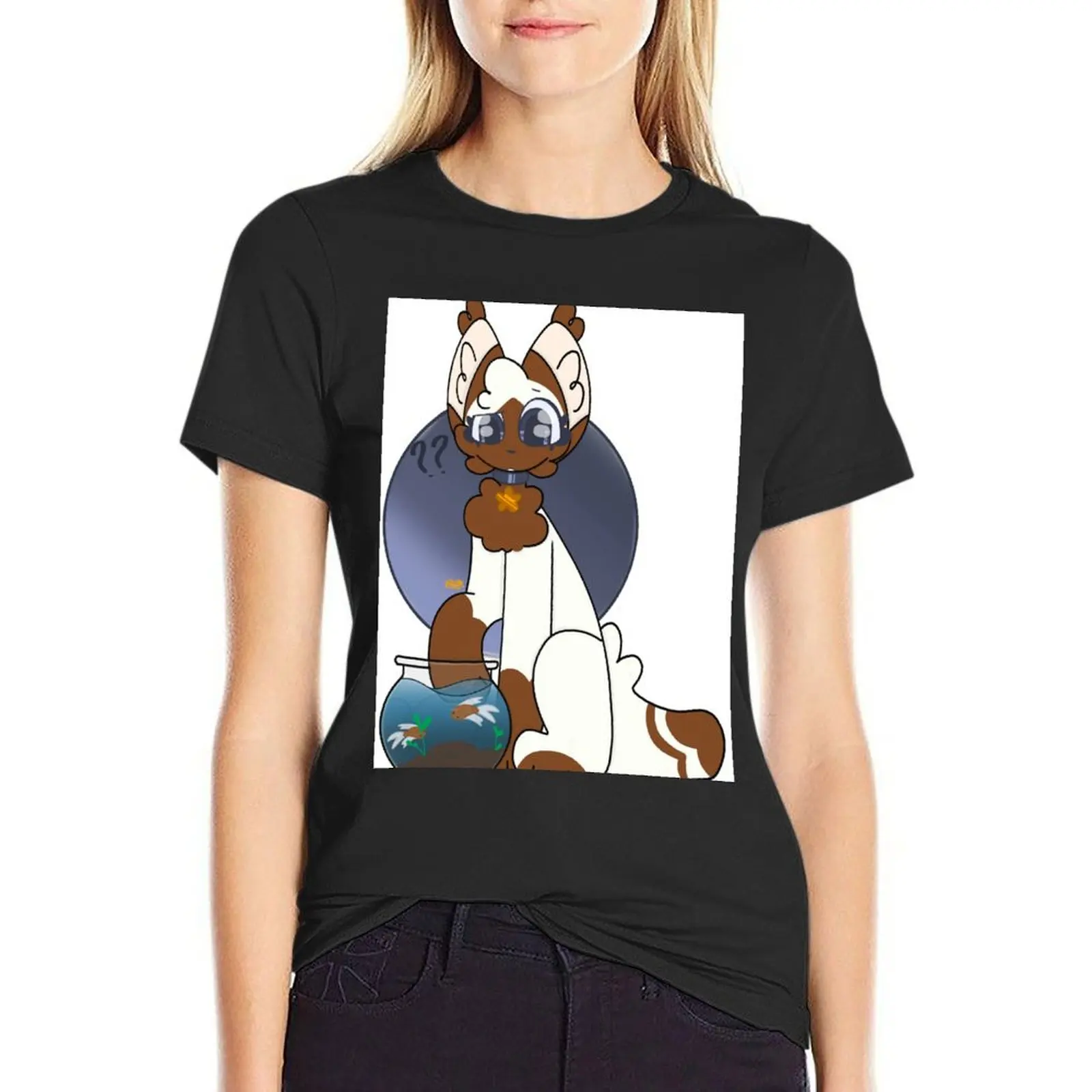 

Confused cat T-Shirt plus sizes anime blanks customizeds Women t-shirts
