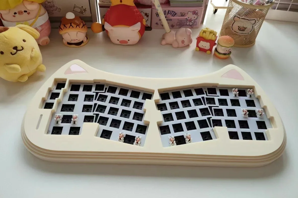 Alice67 Cat Keyboard Kit DIY Custom Acrylic Stacking Wired Single-mode Mechanical Keyboard Hot Plug Kit Split Ergo Keyboard Kit