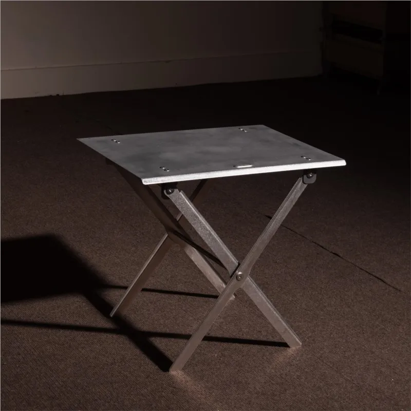 Stainless Steel Aluminum Folding Table Industrial Metal Tool Table with Handcraft Texture for Home And Office