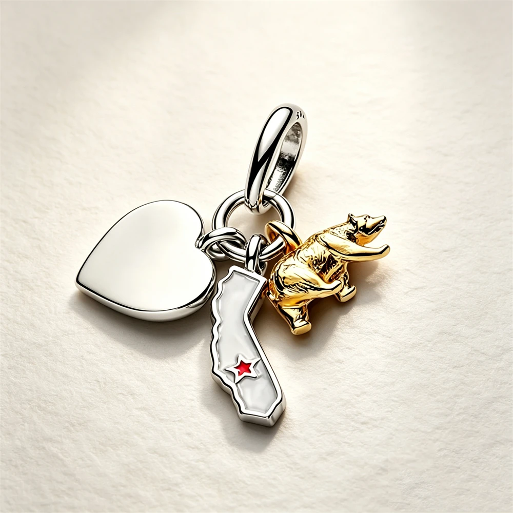 S925 Silver World Map Flag Shape, Eiffel Tower Statue Pendant, DIY Women's Bracelet, Necklace, Jewelry Making Accessories Gift