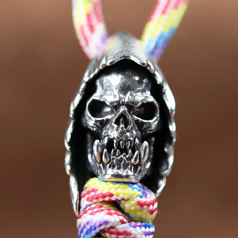 Cloak Wander Orcish Skull Head Brass Knife Bead DIY Paracord Bracelet Accessories Outdoor EDC Tool Umbrella Rope Lanyard Pendant