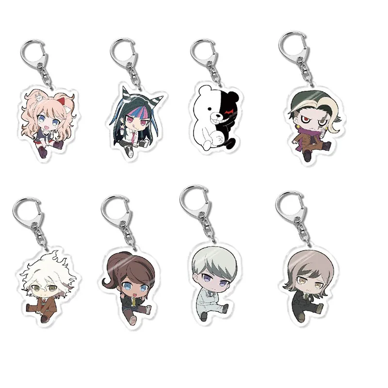 8pcs/lot Anime Danganronpa:Trigger Happy Havoc Keychain Cosplay Nagito Komaeda Hinata Hajime Pendant Key Chain Accessories Gift