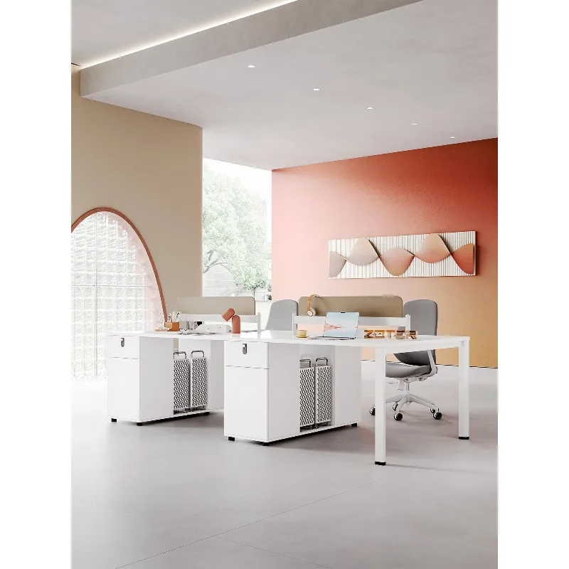 

Простой и современный белый персонал, стол для персонала на 6 человек, офисная рабочая станция на 4 человека, офисная мебель, комбинация стола и стула.