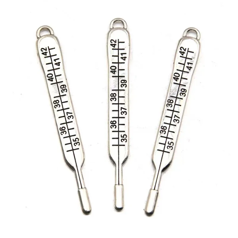 4pcs Silver Plated 3D Mercury Thermometer Alloy Pendants DIY Charms Metal Jewelry Crafts Making al Jewelry Crafts Making A1016
