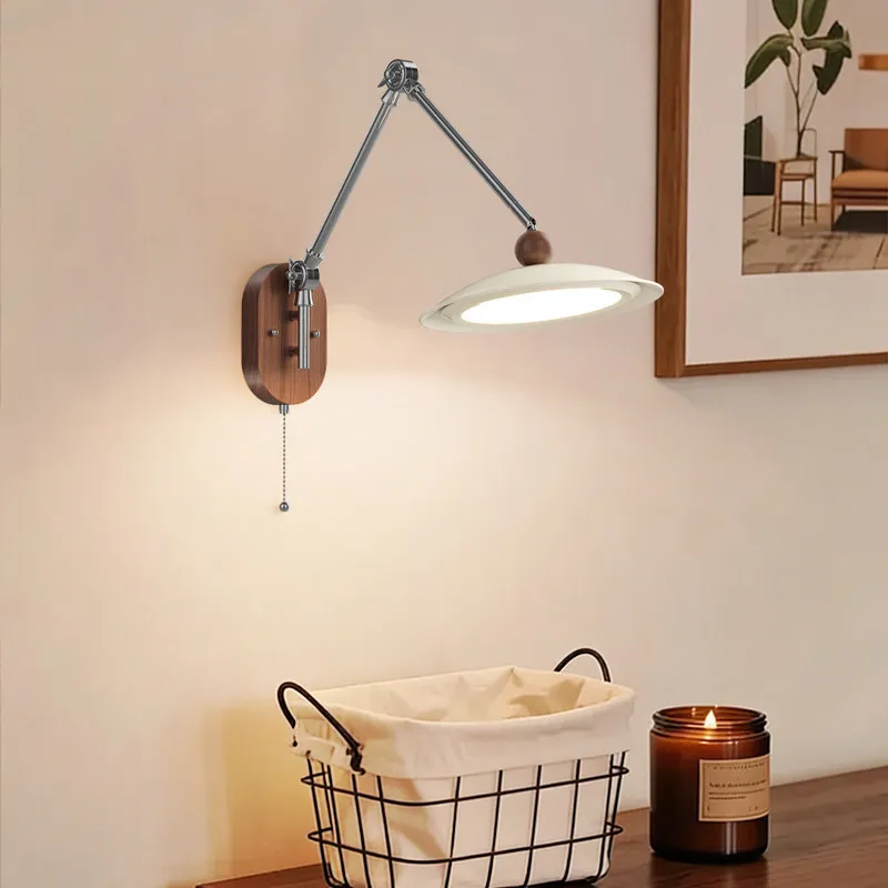 Factory Direct 2026 Bedroom Bedside Wall Light French Antique Rocker Arm Light Creative Study Reading Cream Wind Living Room