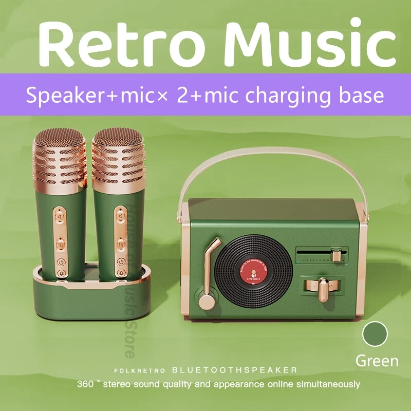 On Sale C-220plus Multifunctional Vinyl Record Player Karaoke Bluetooth Speaker Portable Handheld Mini Audio Support AUX/TF Card