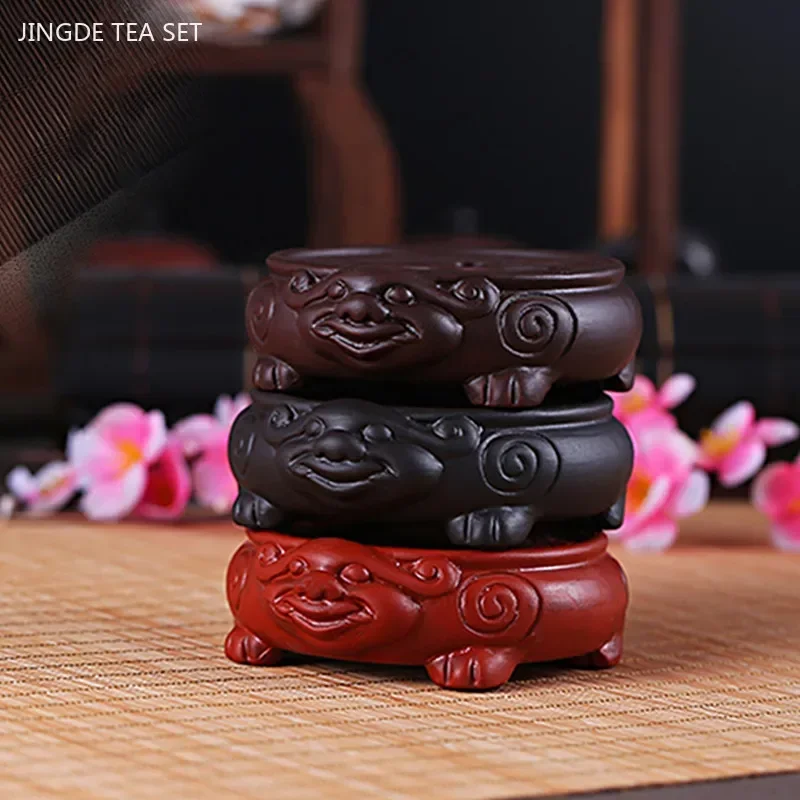 Chinese Purple Clay Tea Set Supplies Handmade Teapot Base Purple Sand Animal Model Tea Tray Traditional Tea Accessories