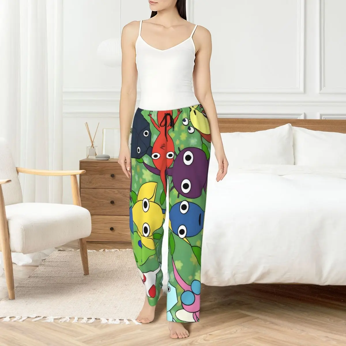 

Custom Women's P-Pikmins Pajama Pants Print Cute Anime Sleep Sleepwear Bottoms with Pockets