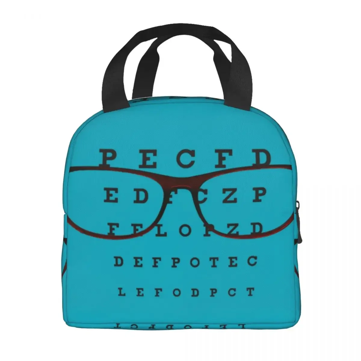 Funny Glasses With Eye Test Chart Resuable Lunch Boxes Women Multifunction Optician Optometrist Thermal Cooler Food Lunch Bag