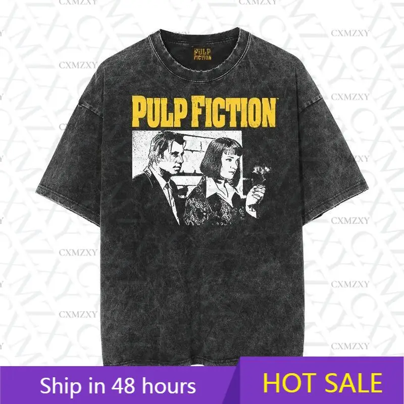 

PULP FICTION Movie Print Old Washed Retro Trend High Street Short Sleeve T-Shirt