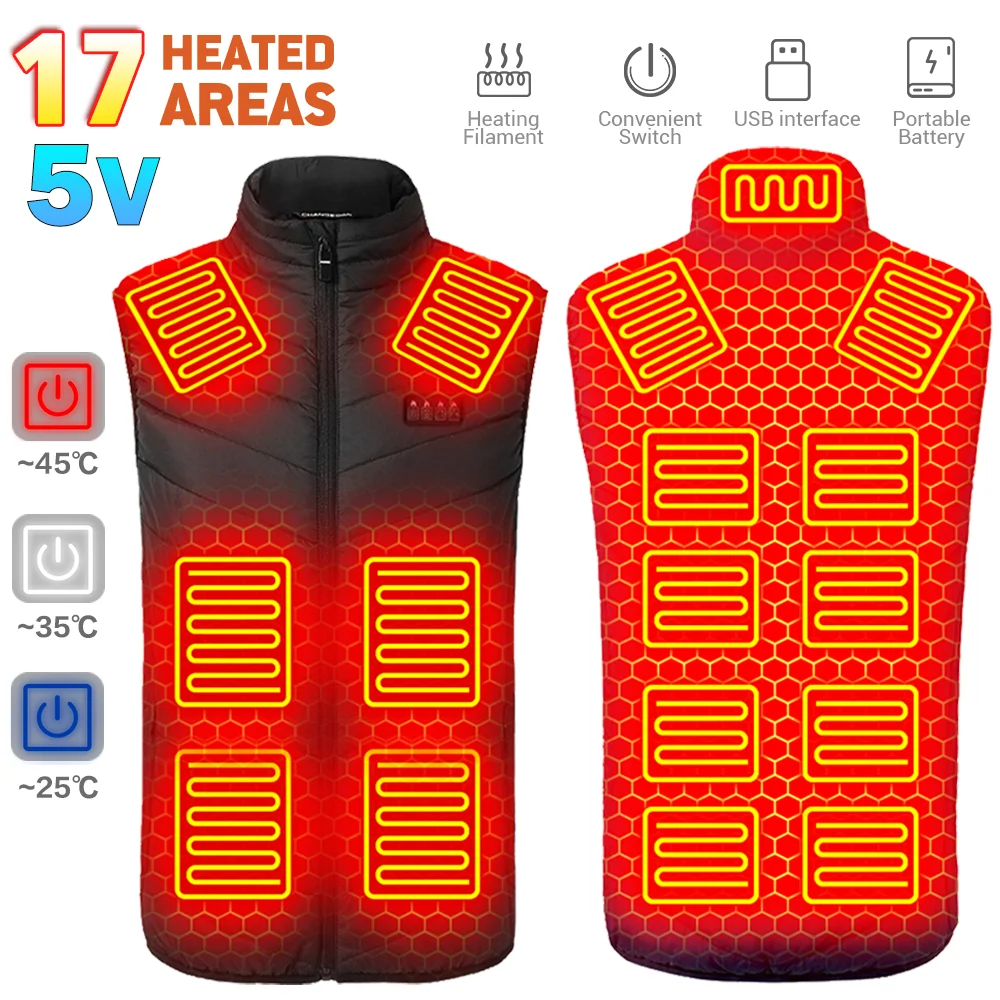 Heated Vest Heating Jacket Hunting Ski Heating Vest Motorcycle Jacket Winter Warm Skiing Heating Vest