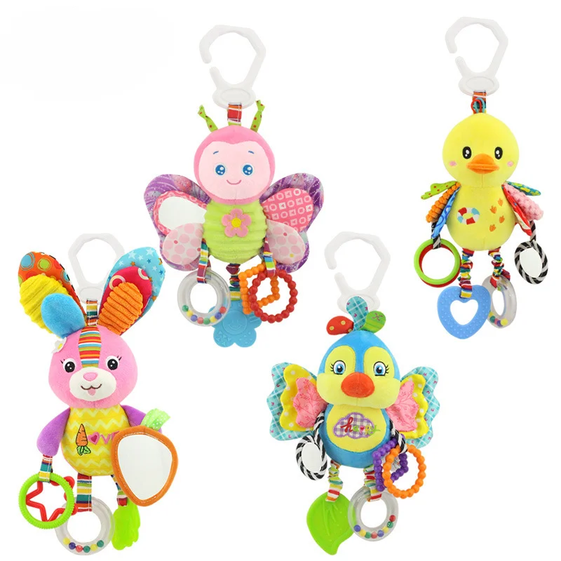 Soft Infant Crib Bed Stroller Mobile Hanging Rattle Baby Educational Toys Brain Developmental Hand Grip Cute Stuffed Animal Toys