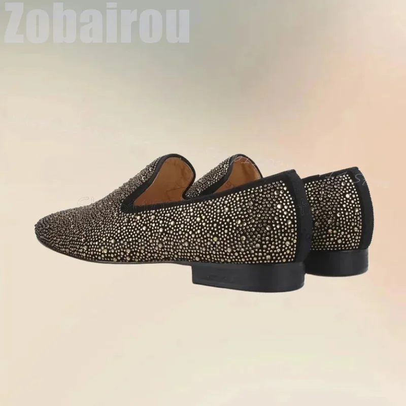 Rhinesotne Decor Lage Top Vierkante Teen Loafers Mode Slip Op Mannen Schoenen Luxe Handgemaakte Party Banket Bruiloft Mannen Jurk Schoenen