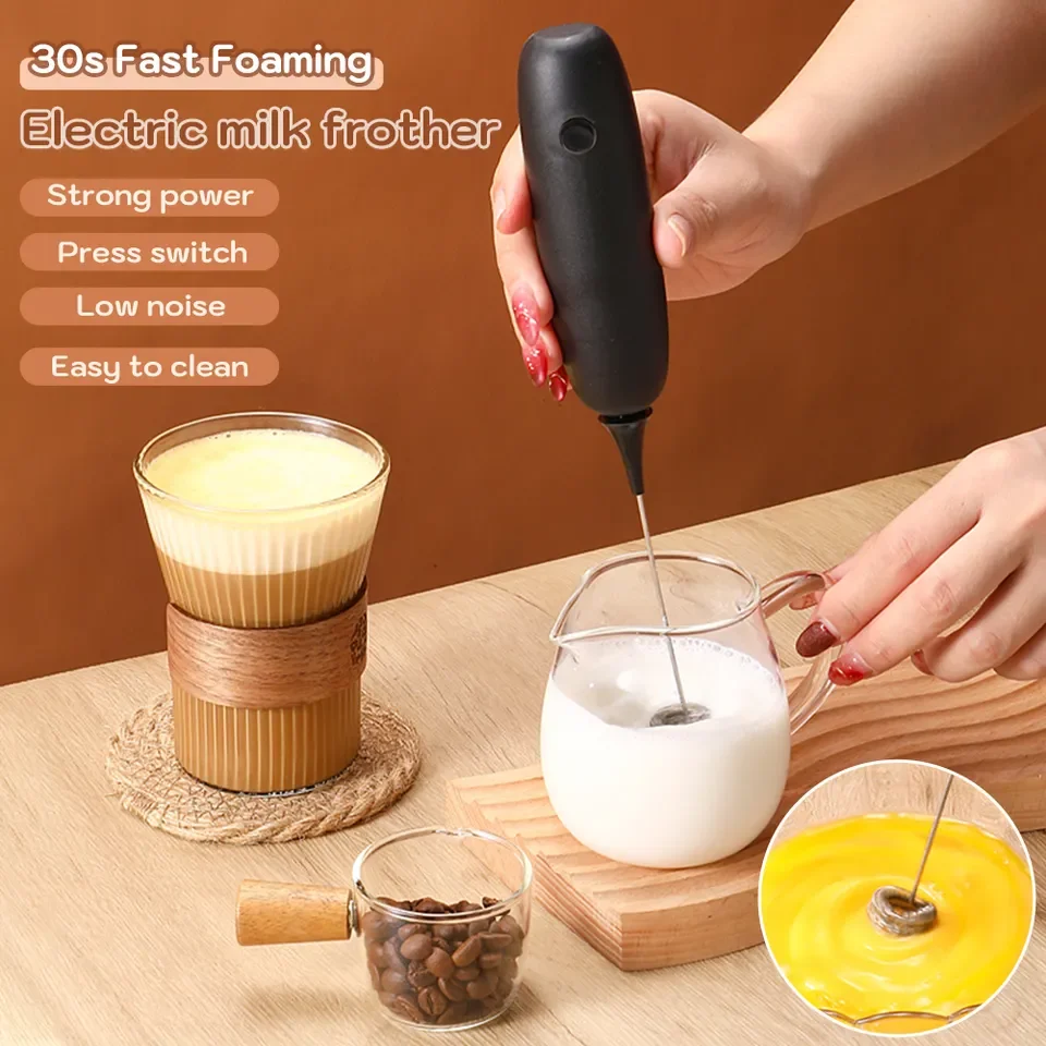 Powerful Mini Electric Egg Shaker Household Coffee Milk Foamer Mini Stainless Steel Coffee Milk Tea Blender Cooking Accessories