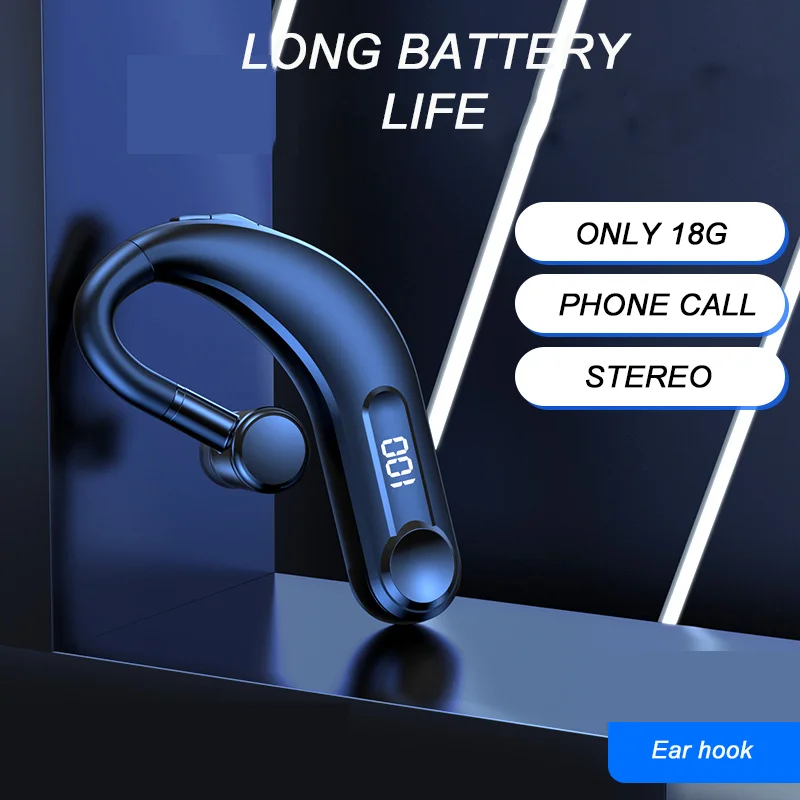 

Wireless Bluetooth 5.2 Ear Hook Earphones Digital Display HIFI Sound Effects Phone Call Stereoscopic Sound Effects Light Weight