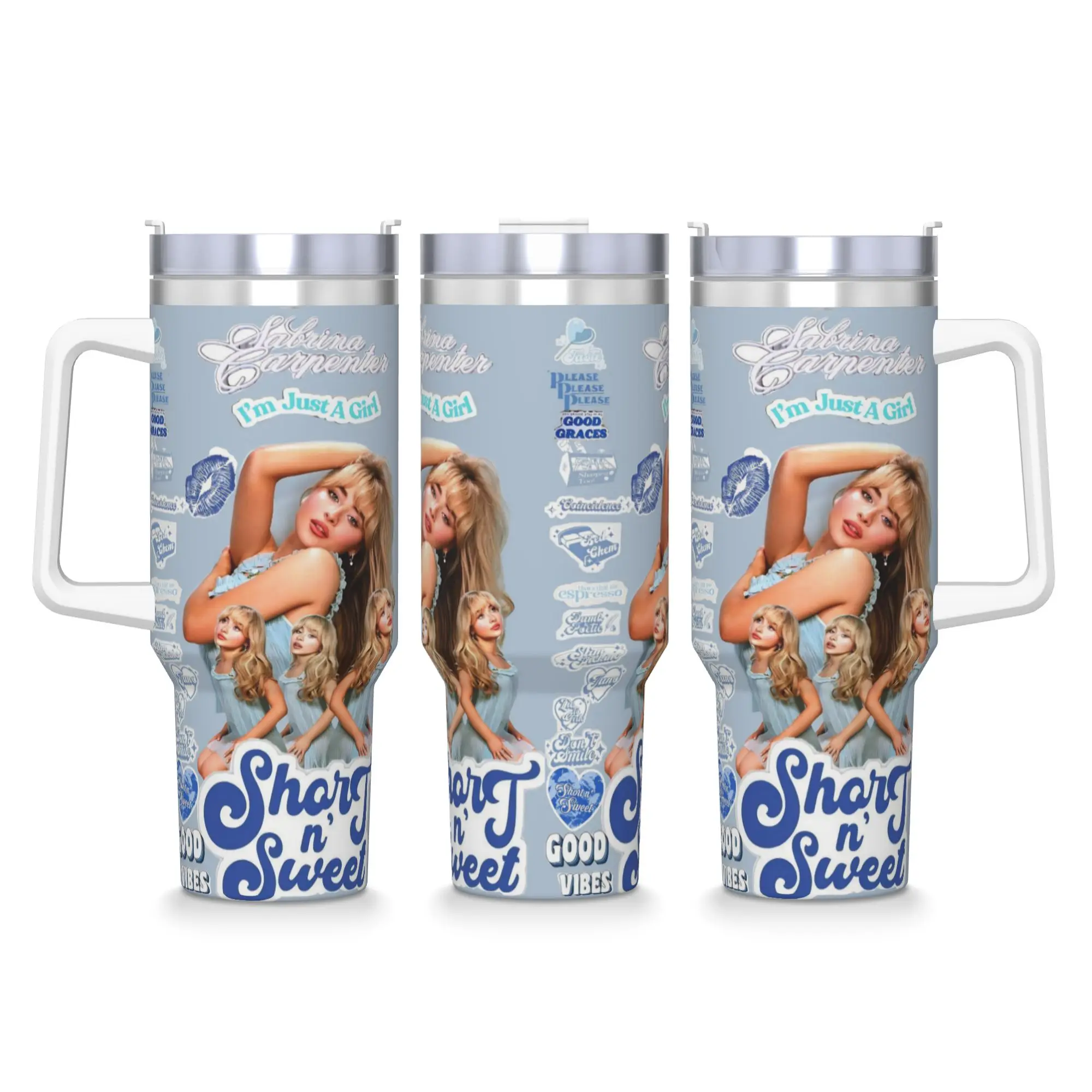 

Sabrina Carpenter American Singer Stainless Steel Tumbler Car Mugs Large Thermal Mug Heat Preservation Cold Drink Water Bottle