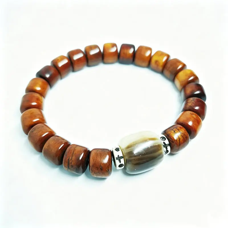 Tibetan Bracelet Stretch Old Color with Barrel Ox Horn Spacer for Man Woman BB-032 - view 3