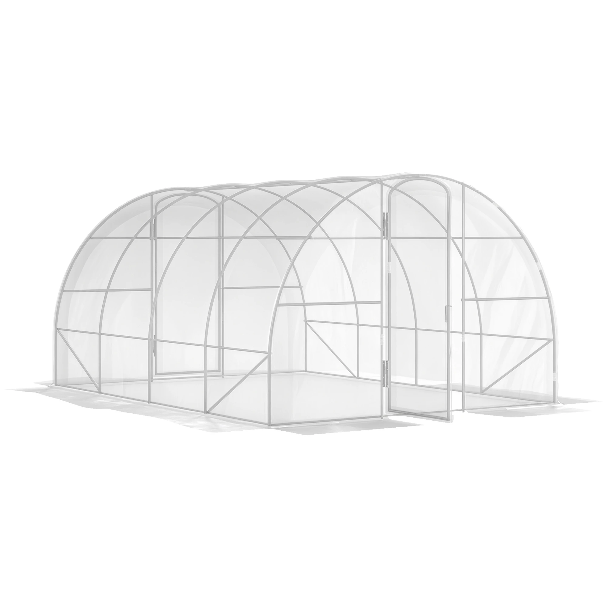 Outsunny Serre de jardin tunnel 4 x 3 x 2 m 12 m² avec porte à charnières bâche en PE 150 g/m² pour Légumes Plantes Fleurs