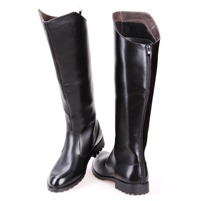 Men's Knight Boots Soft Comfortable PU Casual Rear Zipper Shoe Low Heels Non-slip Wear Resistant Outdoor Trendy Boots Size 36 46