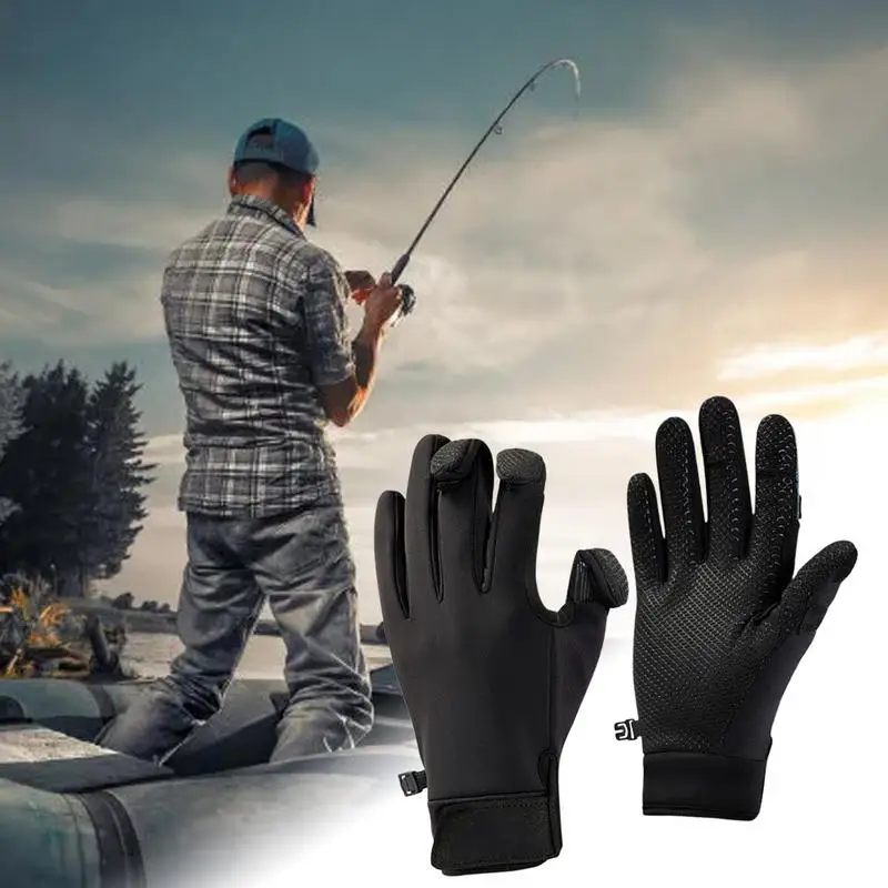 

Winter Fishing Gloves Winter Warm Fingerless Hunting Gloves For Men Touchscreen Cold Weather Warm Gloves Non-Slip Fishing