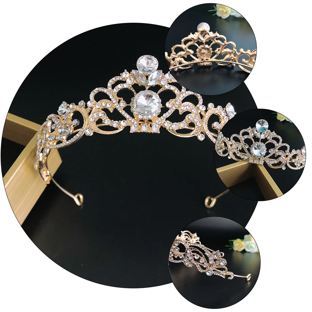 

1 шт., свадебная повязка на голову с короной и стразами, прочная свадебная тиара, аксессуары для волос, элегантная вечерние повязка на голову для невесты, свадебная повязка для волос