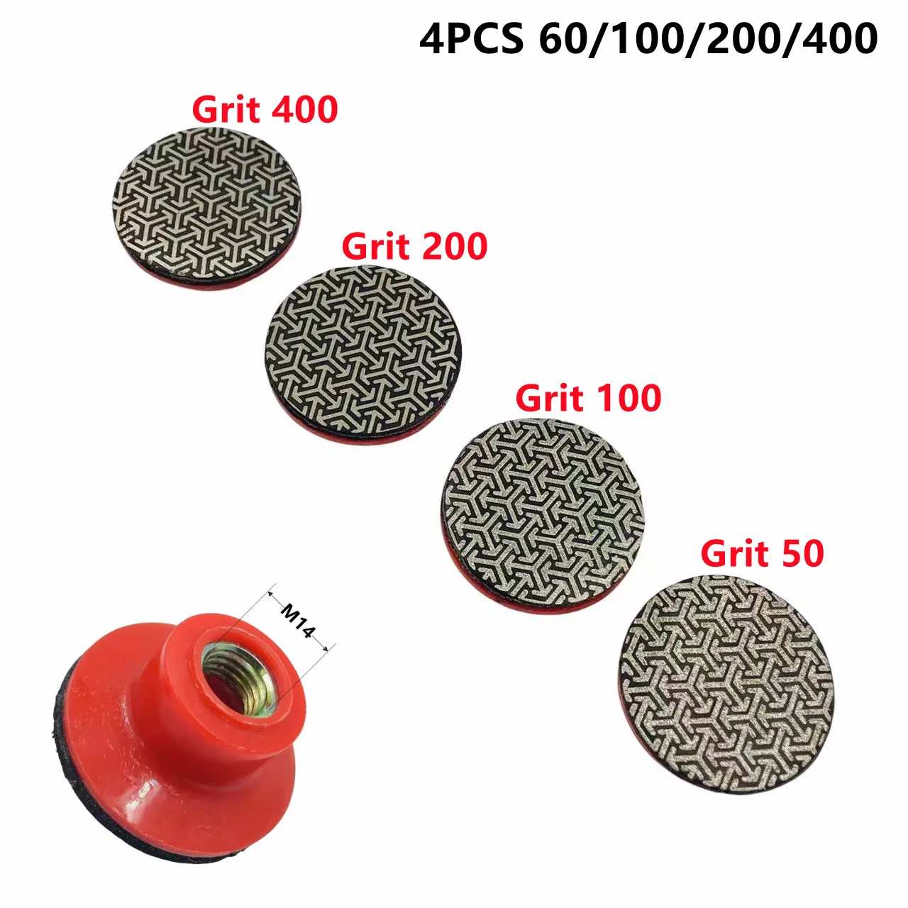 

4PC 2 Inch50mm Diamond Hand Polishing Pads Electroplated Sanding Pads Grinding Disc For Glass Granite Marble Concrete M14 thread