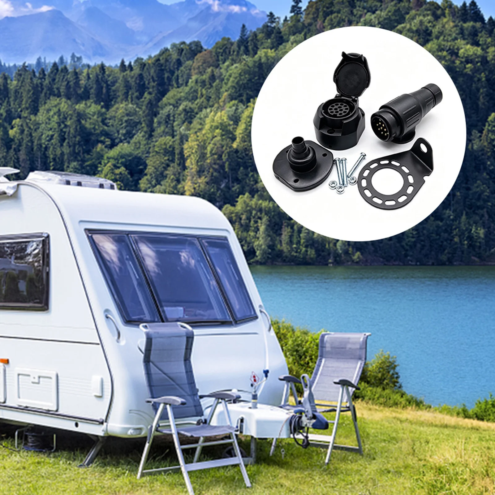 

12V 13 Pin Trailer Connector Caravan Accessories Trailer Plug Socket Plug Converter Trailer Adapter for Vehicle RV Car Truck