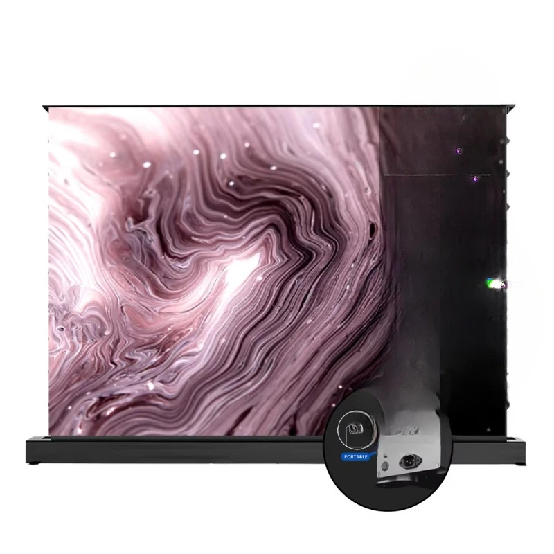 150 inches, ambient light-resistant long throw, floor, rising projector screen