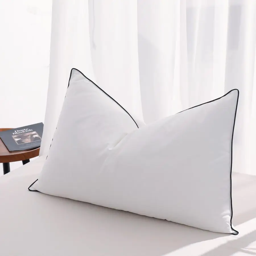 

Flat Feather Down Pillows Pillows for Sleeping Queen Size Set of 1, Thin Hotel Pillow 1 Pack with AiryfilFillings, Soft Bed Pil