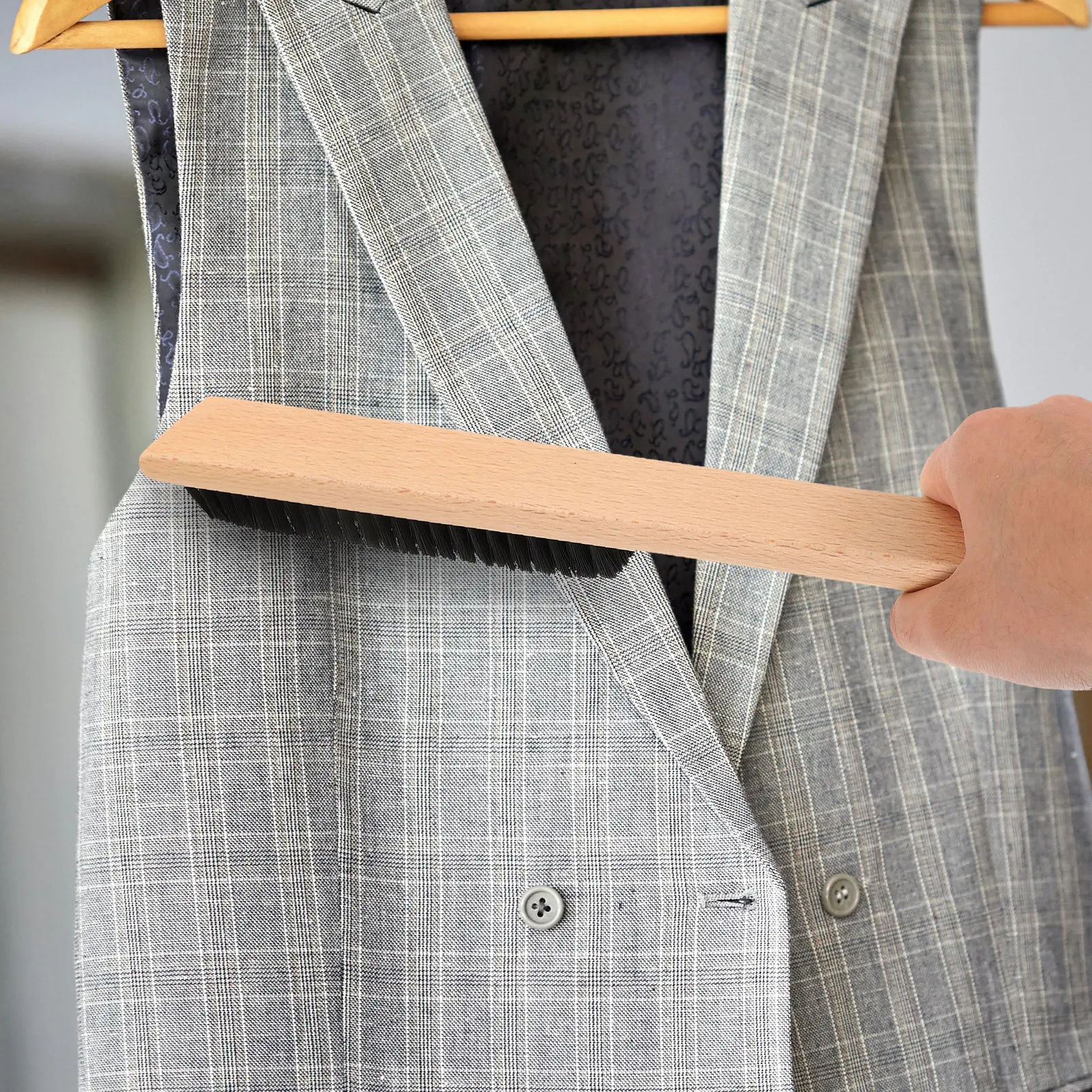 Premium Clothing Brush Featuring Solid Wood Handle and Sturdy Bristles Ideal for Lint Removal on Coats Wool Sweaters Hats