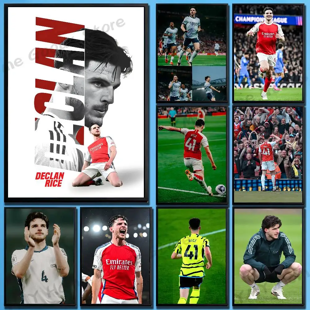 

England Soccer D-Declan Rice Poster For Wall Prints for Living Room Bedroom Office Home Decoration Gift
